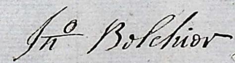 John Belchier's signature 1737
